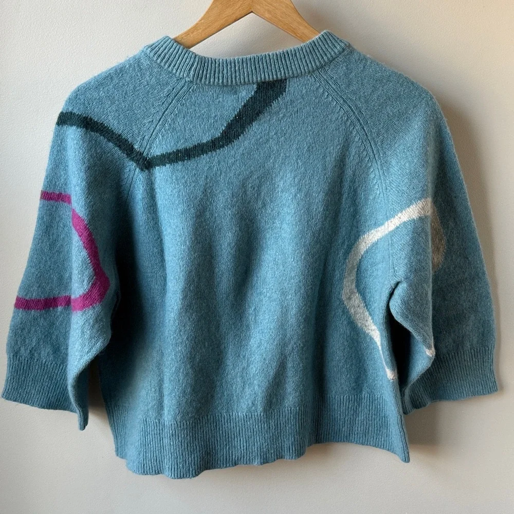 ZAKET & PLOVER Swirl Sweater Geometric Abstract Modern Relaxed Merino‎ Wool XS